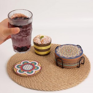 Cork Coasters Set of 8,Round Cork Coasters for Drinks,Colorful Coaster with Holder,Cute Bar Easter Coaster,Apartment Farmhouse Office Easter Decor,Birthday Gifts for Mom Grandma (Mandala 1)