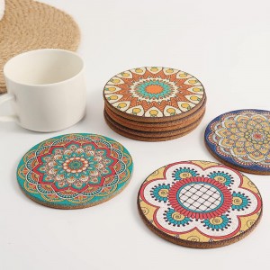Cork Coasters Set of 8,Round Cork Coasters for Drinks,Colorful Coaster with Holder,Cute Bar Easter Coaster,Apartment Farmhouse Office Easter Decor,Birthday Gifts for Mom Grandma (Mandala 1)