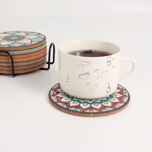 Cork Coasters Set of 8,Round Cork Coasters for Drinks,Colorful Coaster with Holder,Cute Bar Easter Coaster,Apartment Farmhouse Office Easter Decor,Birthday Gifts for Mom Grandma (Mandala 1)