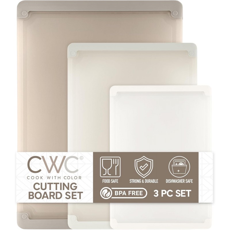 Extra Large Cutting Board Set, Jumbo-Sized Boards with Rubber Border for Enhanced Cooking Experience, 3-Piece, Brown