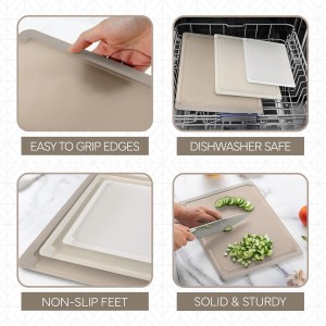 Extra Large Cutting Board Set, Jumbo-Sized Boards with Rubber Border for Enhanced Cooking Experience, 3-Piece, Brown