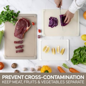 Extra Large Cutting Board Set, Jumbo-Sized Boards with Rubber Border for Enhanced Cooking Experience, 3-Piece, Brown