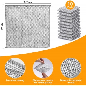 Inkhut Non Scratch Wire Dishcloth, Multipurpose Wire Dishwashing Rag for Wet and Dry, Multifunctional Dish Rags for Washing Dishes, Reusable Steel Wool Scrubber for Kitchen Cleaning