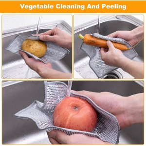 Inkhut Non Scratch Wire Dishcloth, Multipurpose Wire Dishwashing Rag for Wet and Dry, Multifunctional Dish Rags for Washing Dishes, Reusable Steel Wool Scrubber for Kitchen Cleaning