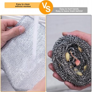 Inkhut Non Scratch Wire Dishcloth, Multipurpose Wire Dishwashing Rag for Wet and Dry, Multifunctional Dish Rags for Washing Dishes, Reusable Steel Wool Scrubber for Kitchen Cleaning