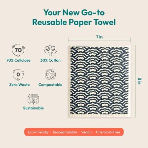 FEBU Swedish Dishcloths for Kitchen | 5 Pack Italian Summer Reusable Paper Towels Washable | Swedish Dish Towels | Non-Scratch Cellulose Sponge Cloths | No Odor, Biodegradable Cleaning Cloths