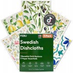 FEBU Swedish Dishcloths for Kitchen | 5 Pack Italian Summer Reusable Paper Towels Washable | Swedish Dish Towels | Non-Scratch Cellulose Sponge Cloths | No Odor, Biodegradable Cleaning Cloths