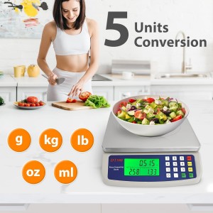 Digital Kitchen Scale 40kg/88lb Stainless Steel Price Computing Scale Counting Scale Deli Scale with Large LCD Display for Baking Bread Cooking Meat Prep Parts and Coins Adapter Included