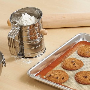 Stainless Steel 3 Cups Flour Sifter for baking | Rotary Hand Crank Powdered sugar shaker and flour duster|