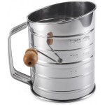 Stainless Steel 3 Cups Flour Sifter for baking | Rotary Hand Crank Powdered sugar shaker and flour duster|