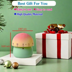 Cute Mushroom Timer for Kids, High Volume Mechanical Kitchen Timer, Wind Up 60 Minutes Manual Countdown Timer for Classroom, Home, Study and Cooking (Green)