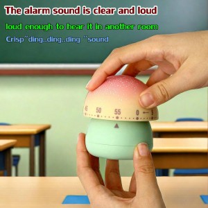 Cute Mushroom Timer for Kids, High Volume Mechanical Kitchen Timer, Wind Up 60 Minutes Manual Countdown Timer for Classroom, Home, Study and Cooking (Green)