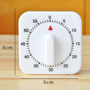 White Timer, 60 Minutes Kitchen Cook Square Timer Mechanical Countdown Alarm Clock Reminder, Thermometers and Timers