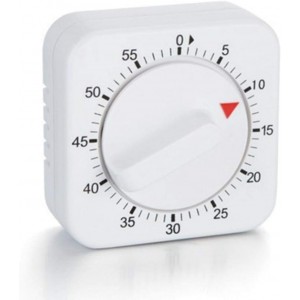 White Timer, 60 Minutes Kitchen Cook Square Timer Mechanical Countdown Alarm Clock Reminder, Thermometers and Timers