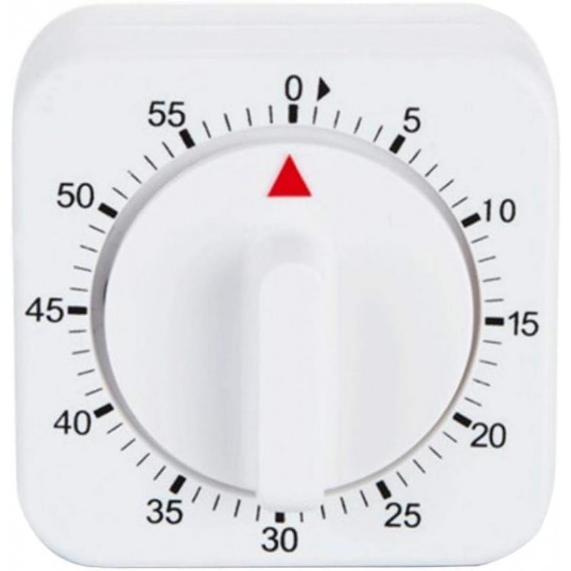 White Timer, 60 Minutes Kitchen Cook Square Timer Mechanical Countdown Alarm Clock Reminder, Thermometers and Timers