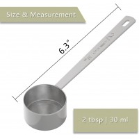 2PCS 2 Tablespoon Coffee Scoop, Long Handle Measuring Spoon, Two tbsp (30ml, 1/8cup) Stainless Steel Scooper