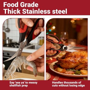 Kitchen Shears Set of 2, Heavy Duty Kitchen Scissors Seafood Scissors, Stainless Steel Sharp Food Cooking Scissors for Meat, Bones, Fish, Poultry, Vegetables, Chicken, Dishwasher Safe