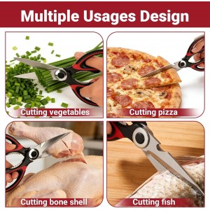Kitchen Shears Set of 2, Heavy Duty Kitchen Scissors Seafood Scissors, Stainless Steel Sharp Food Cooking Scissors for Meat, Bones, Fish, Poultry, Vegetables, Chicken, Dishwasher Safe