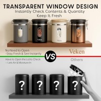Veken Coffee Canister with Window,Airtight Stainless Steel Kitchen Food Storage Container, Date Tracker & Scoop for Grounds Coffee, Beans, Tea,Flour,Cereal,Sugar,22OZ,Copper