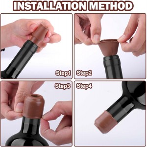 Silicone Wine Stopper,4pcs Reusable and Unbreakable Glass Bottle Sealer Covers Wine Stoppers, Wine Plug,Wine Cork Stopper for Keeping Wine Champagne Fresh Home Use
