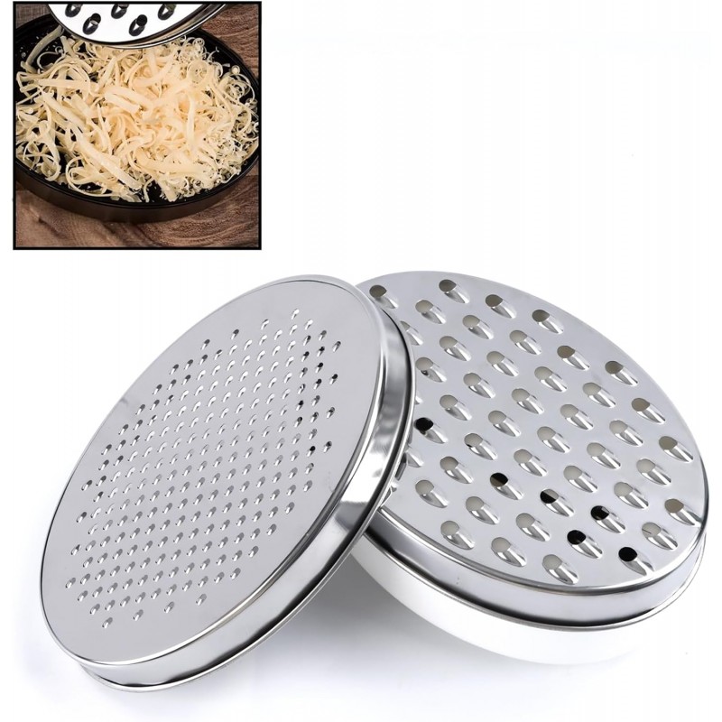 Cheese Grater Citrus Lemon Zester with Food Storage Container & Lid - Perfect For Hard Parmesan Or Soft Cheddar Cheeses, Ginger, Vegetables, Butter, Chocolate & Nutmeg (White)