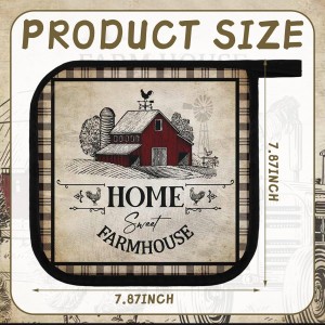 Bencailor 12 Pcs Pot Holders with Pocket Kitchen Hot Potholders Hot Pad Oven Mitts Cookie Bag Oven Gloves for Kitchen Gift Baking Cooking(Brown,Farmhouse Rooster)