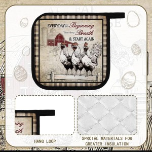 Bencailor 12 Pcs Pot Holders with Pocket Kitchen Hot Potholders Hot Pad Oven Mitts Cookie Bag Oven Gloves for Kitchen Gift Baking Cooking(Brown,Farmhouse Rooster)