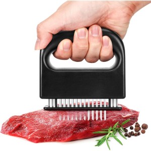 Meat Tenderizer Tool, 48 Stainless Steel Ultra Sharp Needle Blades Meat Tenderizer Stapler for Tenderizing Steak/Beef/Pork/Turkey/Fish/Poultry/Veal Marinade,Black