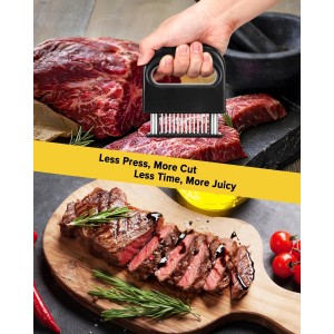 Meat Tenderizer Tool, 48 Stainless Steel Ultra Sharp Needle Blades Meat Tenderizer Stapler for Tenderizing Steak/Beef/Pork/Turkey/Fish/Poultry/Veal Marinade,Black