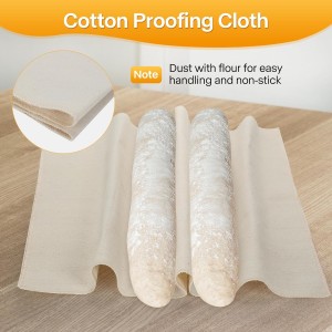 Baguette Bread Pan, Perforated French Bread Pan, Nonstick Bread Pans for Baking, with Baguette Kit – Includes Proofing Cloth & Dough Cutter, 15x11 Inch Gold, 3 Loaf