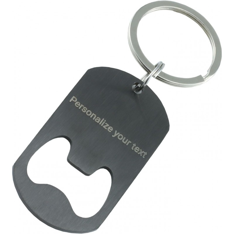 2 IN 1 Personalized Bottle Opener,Keychain,Solid and Durable Beer Openers,Heavy Duty Stainless Steel,Double Sided Inspirational Gift (Black)