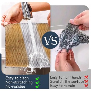 Navona 12 Pcs New Upgrade Steel Wire Dishcloth,Triple-Layer Steel Wire Cleaning Cloth,Powerful Cleaning Non-Scratch Wire Dishcloth Rag for Cookware, Sinks, Dishes, Stove Tops