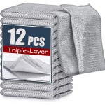 Navona 12 Pcs New Upgrade Steel Wire Dishcloth,Triple-Layer Steel Wire Cleaning Cloth,Powerful Cleaning Non-Scratch Wire Dishcloth Rag for Cookware, Sinks, Dishes, Stove Tops