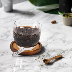 Wooden Drink Coasters Set of 4, Stackable Cup Coaster for Table, 4.2 inch Absorbent Cork Coasters Set for Tabletop Protection, Rustic Glass Coaster for Coffee, Home Decor.