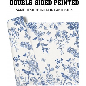 Kawani Blue White Floral Placemats Set of 4 Spring Summer Flower Branches Place Mats 12x18 Inch Chinoiserie Table Mats for Home Kitchen Party Decor