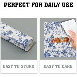 Kawani Blue White Floral Placemats Set of 4 Spring Summer Flower Branches Place Mats 12x18 Inch Chinoiserie Table Mats for Home Kitchen Party Decor