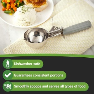 2Pack 4 OZ Portion Scoop Ice Cream Disher with Trigger Release, Stainless Steel Cookie Scoops for Portion Control, Half Cup Scoop for Pastry Dough, Cupcake Batter