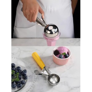 2Pack 4 OZ Portion Scoop Ice Cream Disher with Trigger Release, Stainless Steel Cookie Scoops for Portion Control, Half Cup Scoop for Pastry Dough, Cupcake Batter