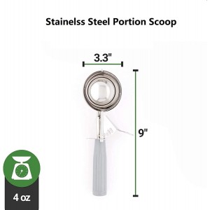 2Pack 4 OZ Portion Scoop Ice Cream Disher with Trigger Release, Stainless Steel Cookie Scoops for Portion Control, Half Cup Scoop for Pastry Dough, Cupcake Batter