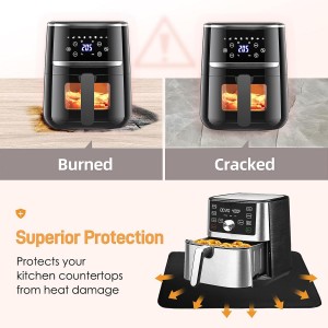Heat Resistant Mat for Air Fryer, 15 x 18in Heat Resistant Mat for Countertop, Fireproof Silicone Countertop Protector Appliance Slider Hot pod for Air Fryer, Coffee Maker, Toaster, Oven (Black)