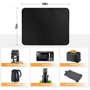 Heat Resistant Mat for Air Fryer, 15 x 18in Heat Resistant Mat for Countertop, Fireproof Silicone Countertop Protector Appliance Slider Hot pod for Air Fryer, Coffee Maker, Toaster, Oven (Black)