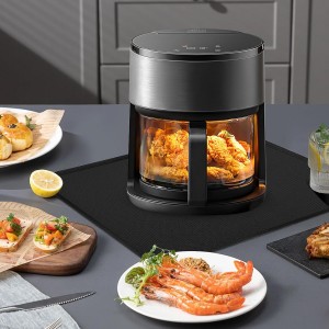 Heat Resistant Mat for Air Fryer, 15 x 18in Heat Resistant Mat for Countertop, Fireproof Silicone Countertop Protector Appliance Slider Hot pod for Air Fryer, Coffee Maker, Toaster, Oven (Black)