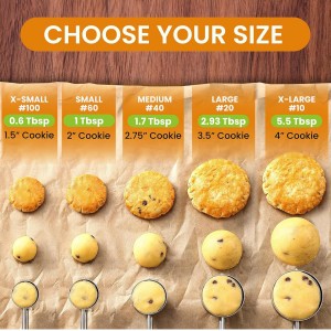 Spring Chef Extra Large Cookie Scoop, 18/8 Stainless Steel Melon Baller Scoop, Spring Loaded Trigger Release for Cookie Dough, Ice Cream, Meatball, Cupcake, 5.5 tablespoon (tbsp) portion, #10, Black