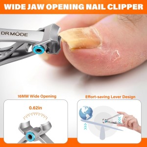 DRMODE Toenail Clippers for Seniors Thick Toenails, Large Toe Nail Clippers for Men Thick Nails with Wide Opening, Sharp Heavy Duty Ingrown Toenail Clippers Nail Cutter Long Handle with Slanted Blade