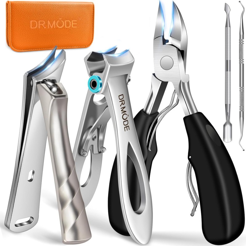 DRMODE Toenail Clippers for Seniors Thick Toenails, Large Toe Nail Clippers for Men Thick Nails with Wide Opening, Sharp Heavy Duty Ingrown Toenail Clippers Nail Cutter Long Handle with Slanted Blade