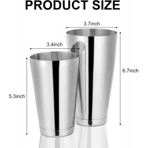 6 Pcs Cocktail Shakers Professional Bar Shaker Boston Shaker Set Martini Shakers Drink Mixer Shake for Drink Mixing 18 oz, 28 oz (Silver)