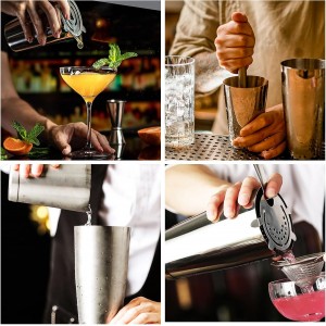6 Pcs Cocktail Shakers Professional Bar Shaker Boston Shaker Set Martini Shakers Drink Mixer Shake for Drink Mixing 18 oz, 28 oz (Silver)