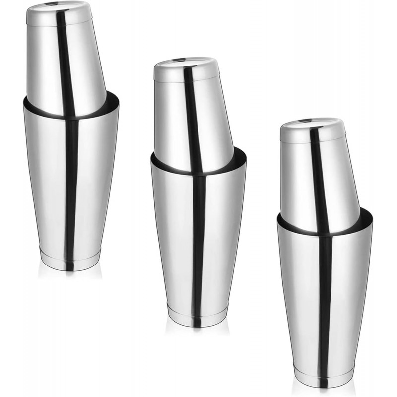 6 Pcs Cocktail Shakers Professional Bar Shaker Boston Shaker Set Martini Shakers Drink Mixer Shake for Drink Mixing 18 oz, 28 oz (Silver)