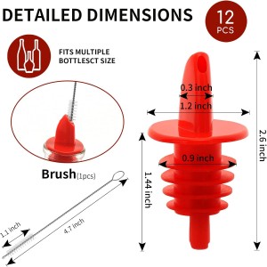 Plastic Liquor Bottle Pourers red- 12 Pack Classic Bottle Pourers for Alcohol, Leak-Proof, Dishwasher-Safe Pour Spouts for Liquor Bottles (red)
