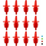 Plastic Liquor Bottle Pourers red- 12 Pack Classic Bottle Pourers for Alcohol, Leak-Proof, Dishwasher-Safe Pour Spouts for Liquor Bottles (red)